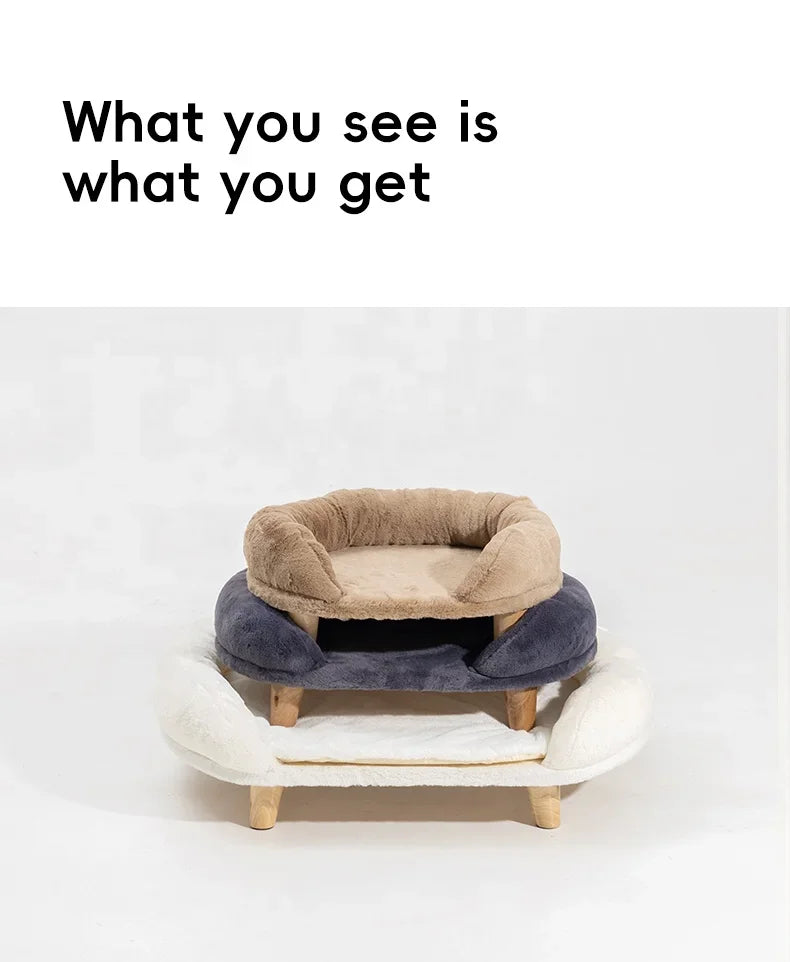 Indoor luxury cat bed raised dog bed soft plush pet sofa couch for m s with anti-slip bottom on clearance