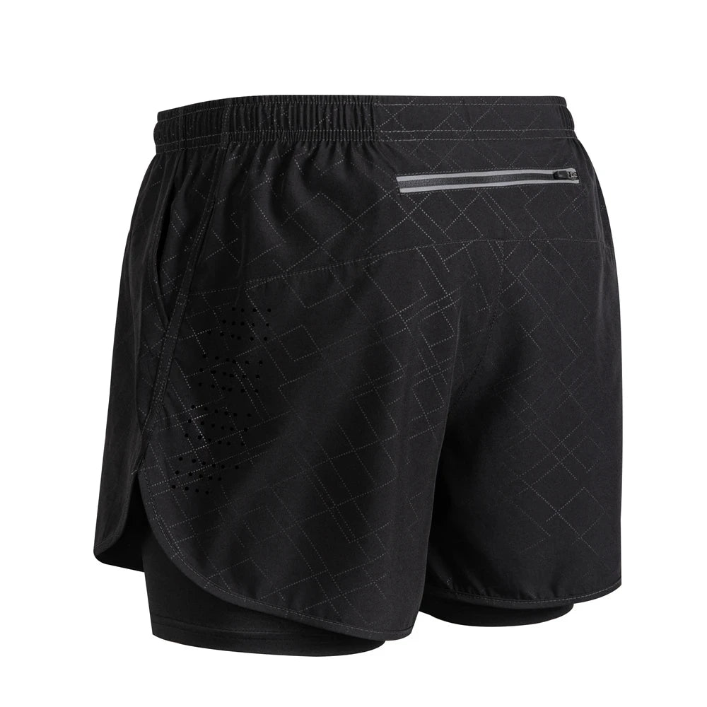 Shorts de corrida refletivos masculinos de verão Fitness de secagem rápida dupla camada shorts masculinos de treino de exercícios de musculação