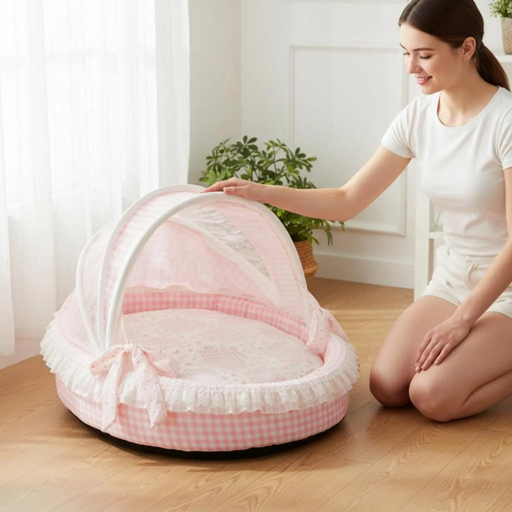 Cama para Gatos Princesa Design Felino Respirável Semi Aberta Ninho de Berço para Animais de Estimação Construção Macia e Robusta para Gatos
