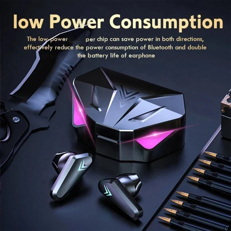 Fones de ouvido Bluetooth sem fio X15 TWS com tela LED para jogadores com microfone Fones de ouvido sem fio com cancelamento de ruído