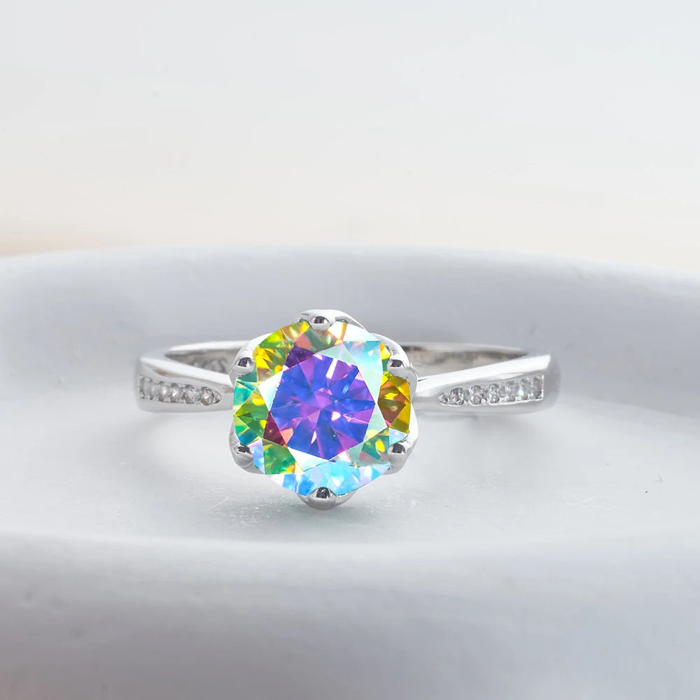 JoyceJelly 3ct Colorful Moissanite Rings with GRA S925 Sterling Silver Luxury Jewelry For Women Timeless Trends Wedding Bands