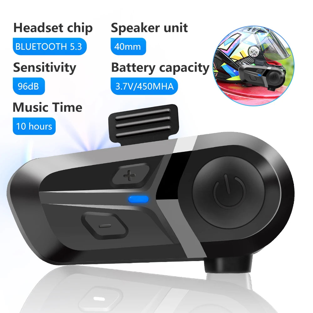 Bluetooth 5.3 Capacete Fone de Ouvido Sem Fio Chamada Mãos-Livres Kit Telefone Motocicleta À Prova D'água Fone de Ouvido Música Speaker Moto