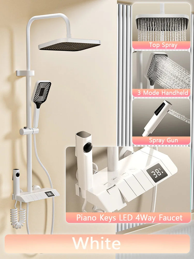 Digital LED Luxury Rain Shower System Full Set