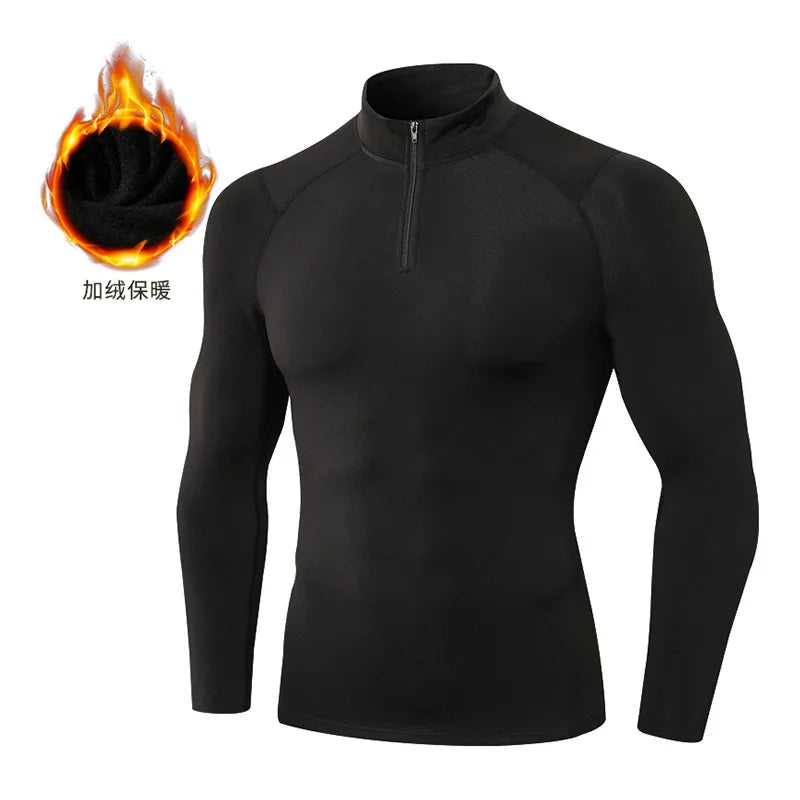 Camiseta Compressão Fleece Masculina Manga Longa — Calor e Performance