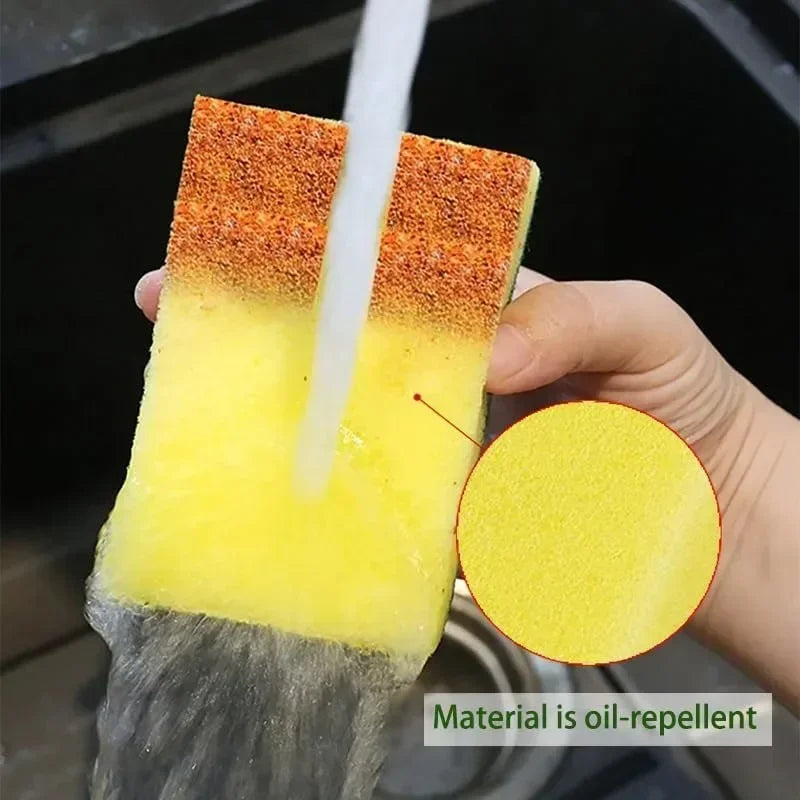 50/2Pcs Kitchen Dishwashing Soft Sponge Absorbent Clean Rub Pot Rust Scouring Pad Removing Kits Household Cleaning Brush Sponge