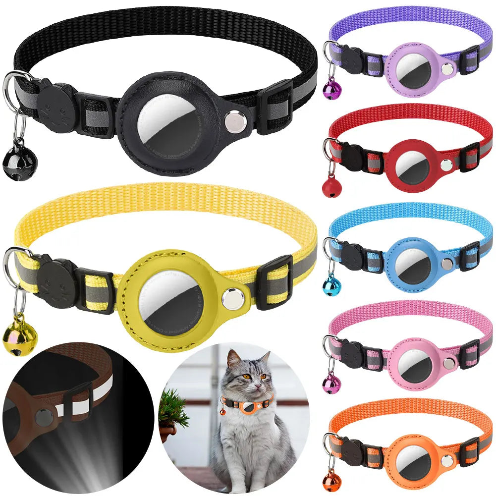 Para Apple AirTag Coleira para Gato Reflective Pet Collar Safety...
