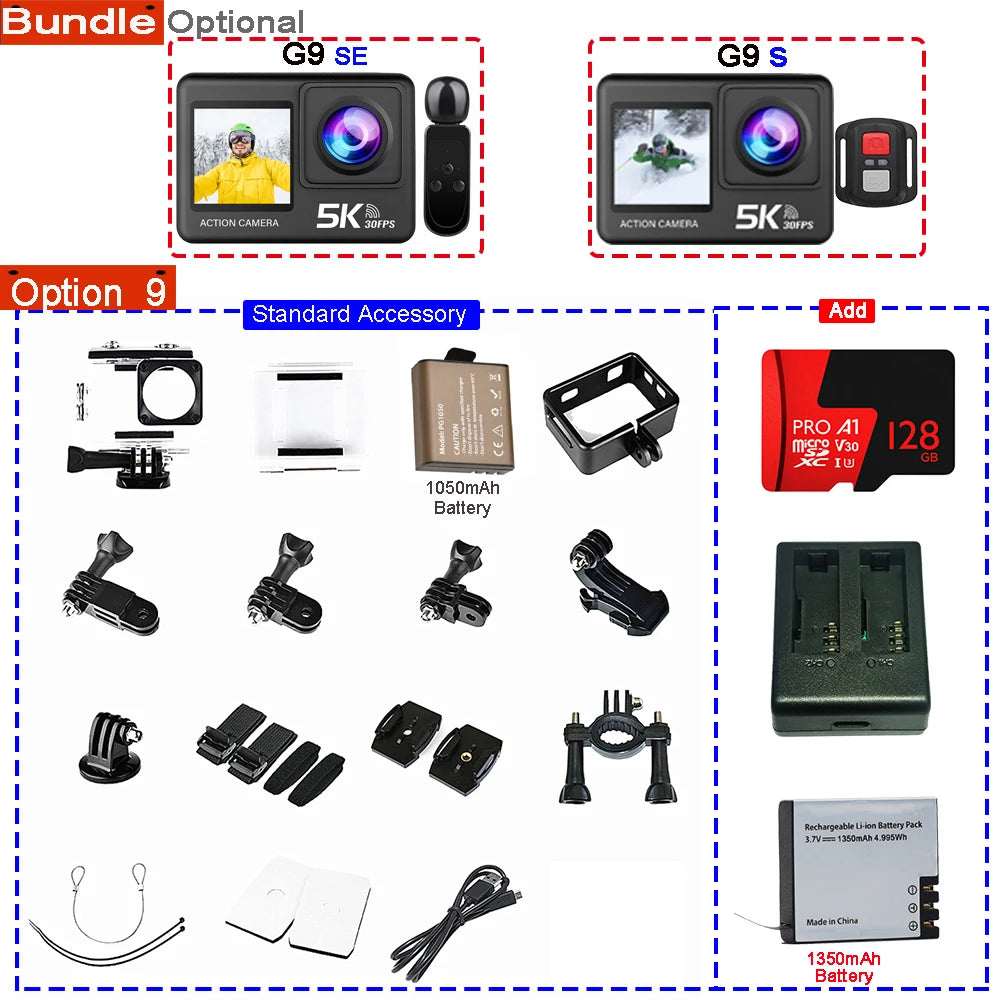 Action Camera 5K - 4K60FPS 50MP - 2.0 Touch EIS