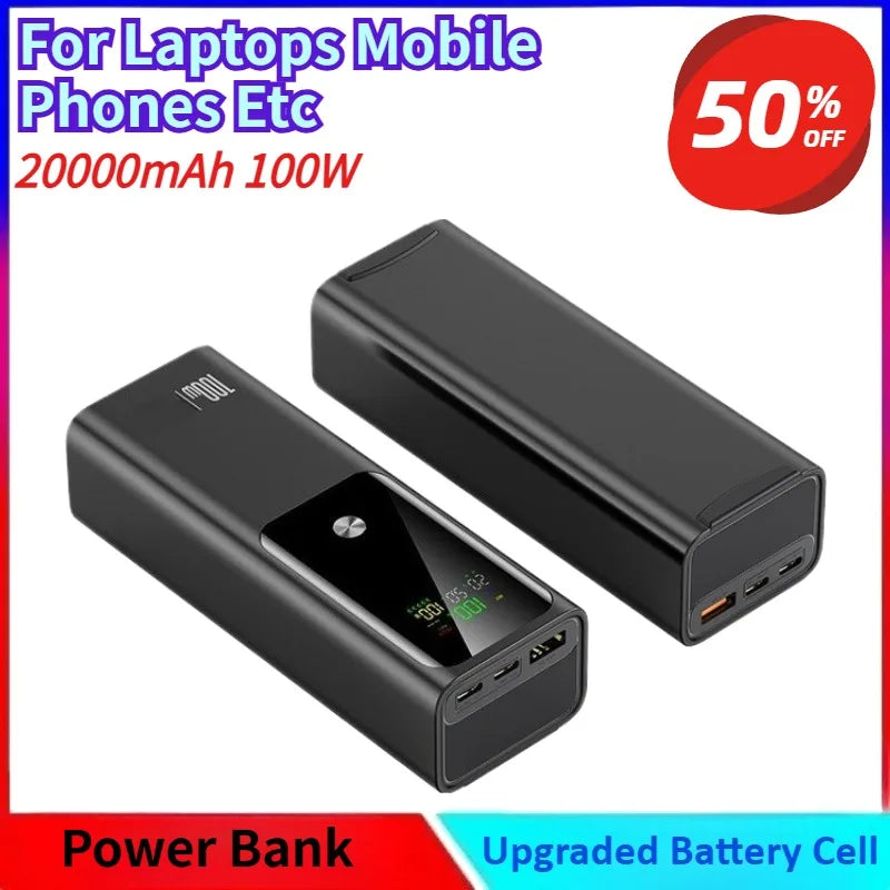 Power Bank 20000mAh 100W Super Fast Charging High-Capacity