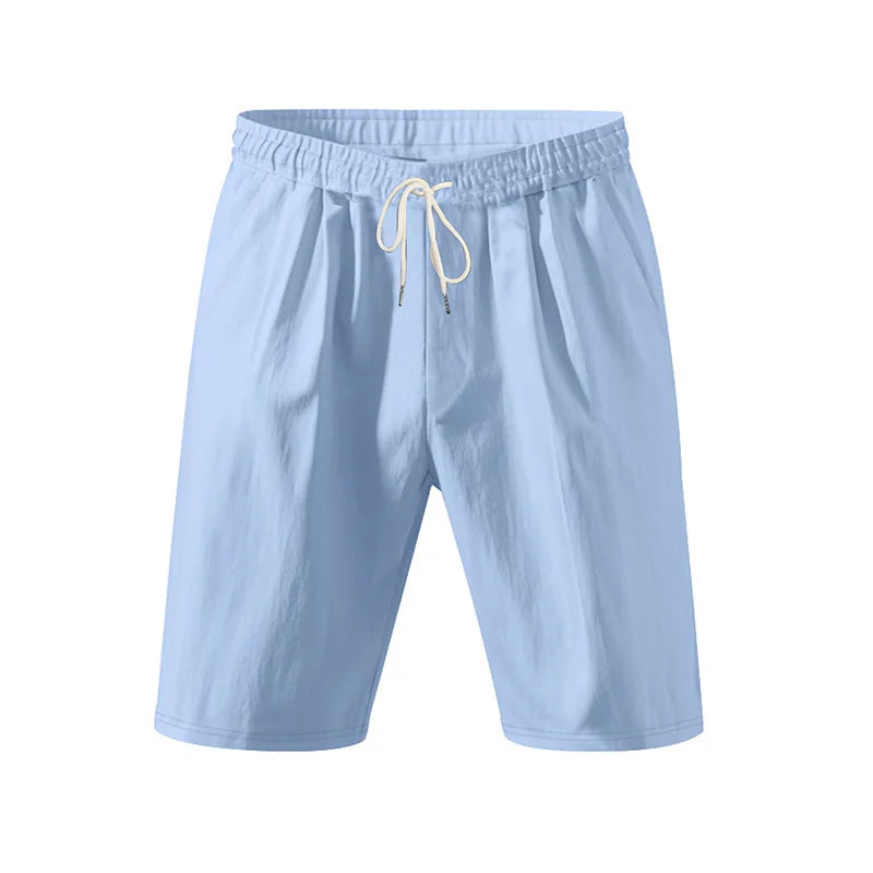 Novos Shorts Masculinos de Algodão e Linho Calças Masculinas de Verão Respiráveis Cor Sólida Calças de Linho Shorts de Praia Fitness Streetwear