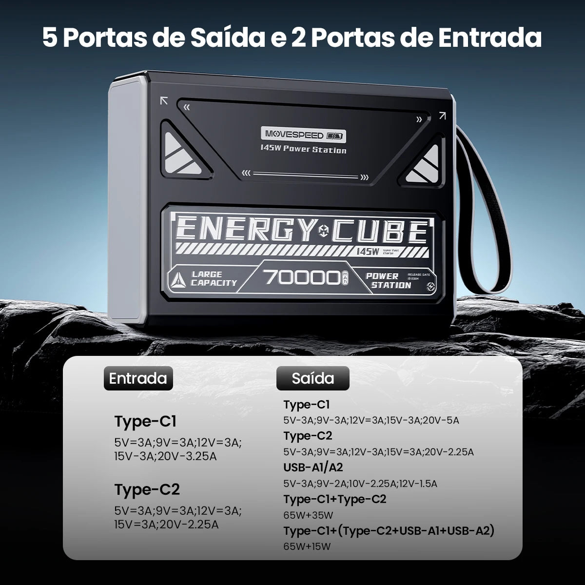 Power Bank 70000mAh 140W Fast Charge Portable Camping