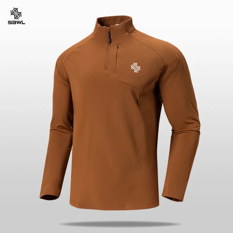 SBWL Outono/inverno nova camiseta masculina de manga longa para esportes ao ar livre, corrida, esqui, montanhismo e fitness