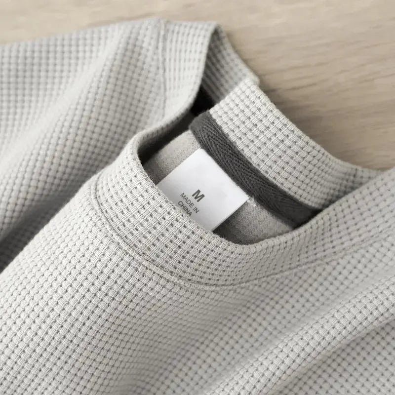 Camiseta Masculina de Manga Curta com Gola Redonda Waffle para o Verão - Confortável, Respirável, Ideal para o Dia a Dia