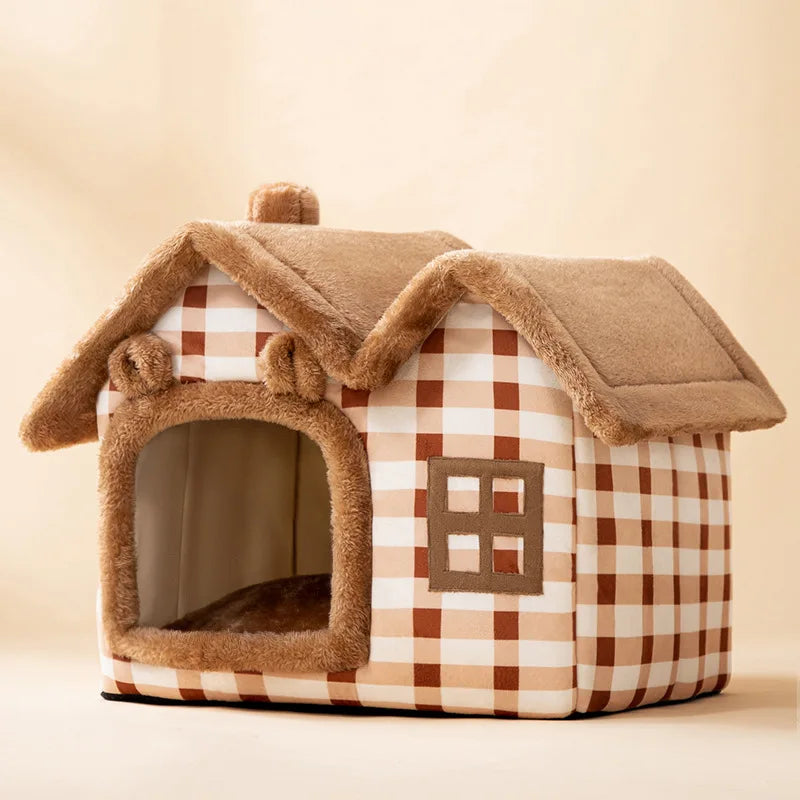 Thickened Enclosed Winter Warm  Villa Detachable Washable Pet Dog Bed  House Small  Shape Bed Home Comforter Pad