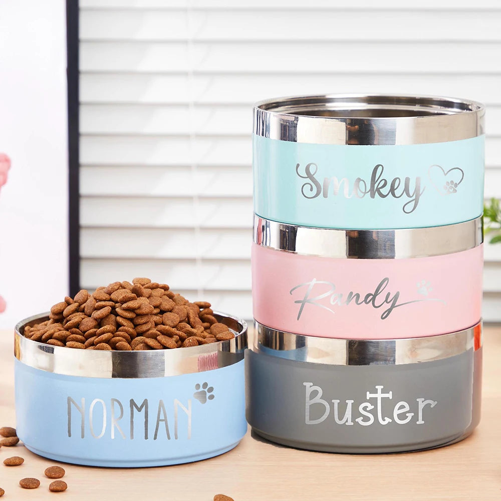 Tigela Dupla de Aço Inoxidável Personalizada para Cães Gatos Tigela para Animais de Estimação com Alimentação a Vácuo de Grande Capacidade Tigela para Água e Comida para Cães Acessórios para Cães Filhotes