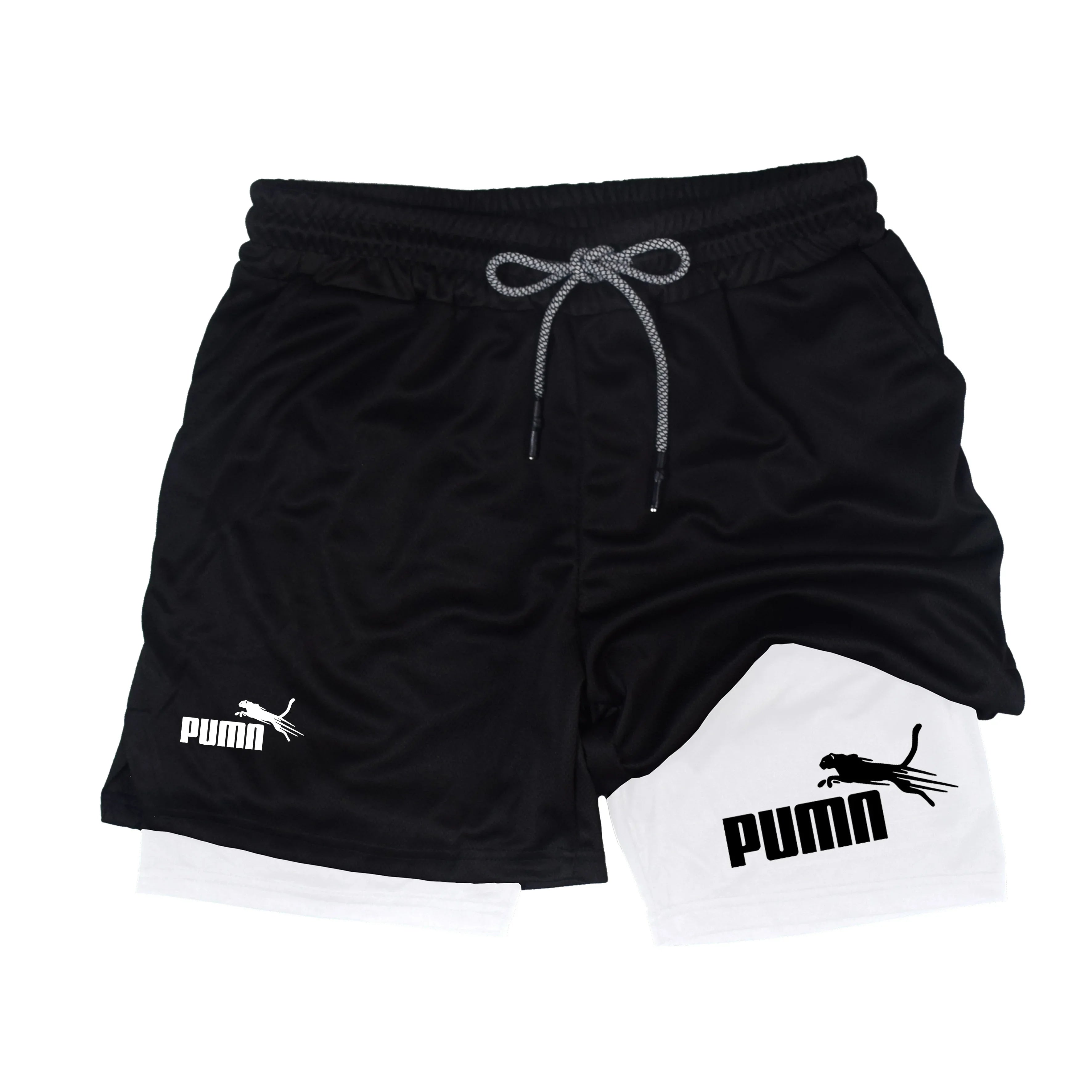 Summer Breathable Two-in-one Double-layer Shorts Men's Elastic...