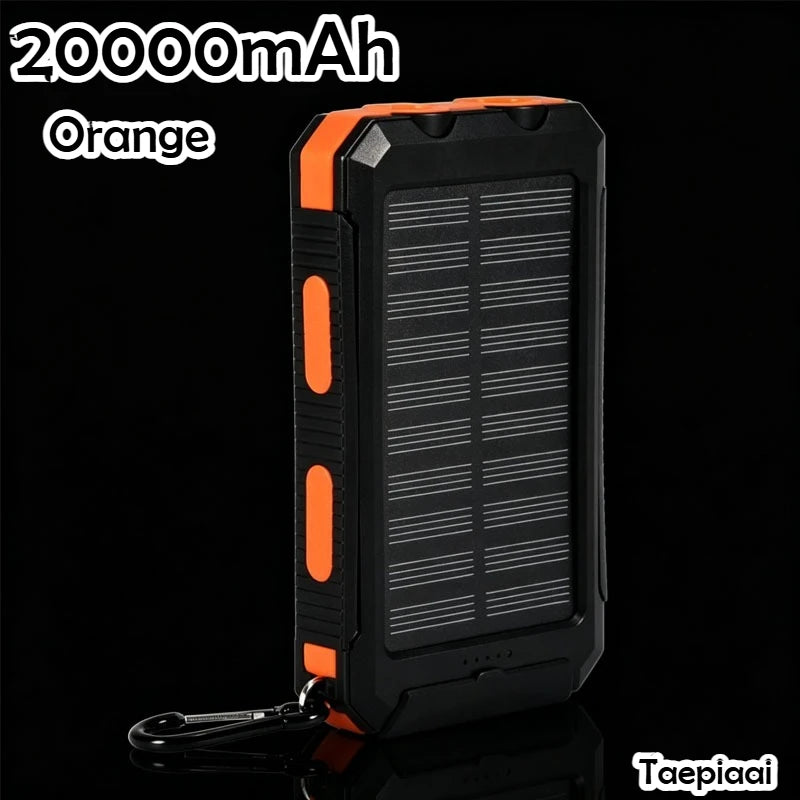 Solar Power Bank 20000mAh Portable Charging Strong LED Light