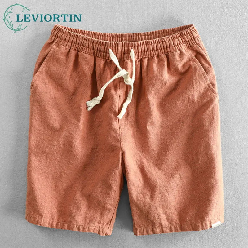 Shorts Masculino Verão Algodão Linho Japão Cor Lisa Praia Férias Casa Masculina Simples Casual Slim Fit Harajuku Macio Fino