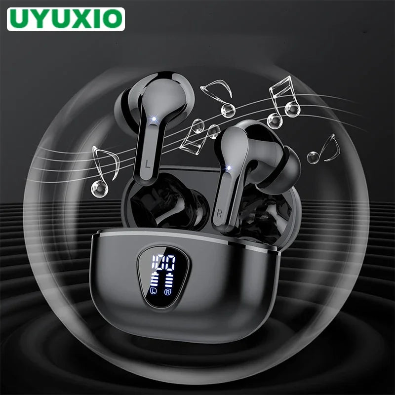 Novos Fones de Ouvido Sem Fio HiFi Estéreo BT5.3 com Cancelamento de Ruído ENC, 48H de Duração, Display LED, Fones de Ouvido IP7 à Prova D'água