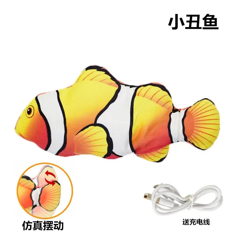 USB Rechargeable Electric Moving Fish Interactive Cat Toy Simulation Jumping Kitten Plaything Fun Pet for Cats