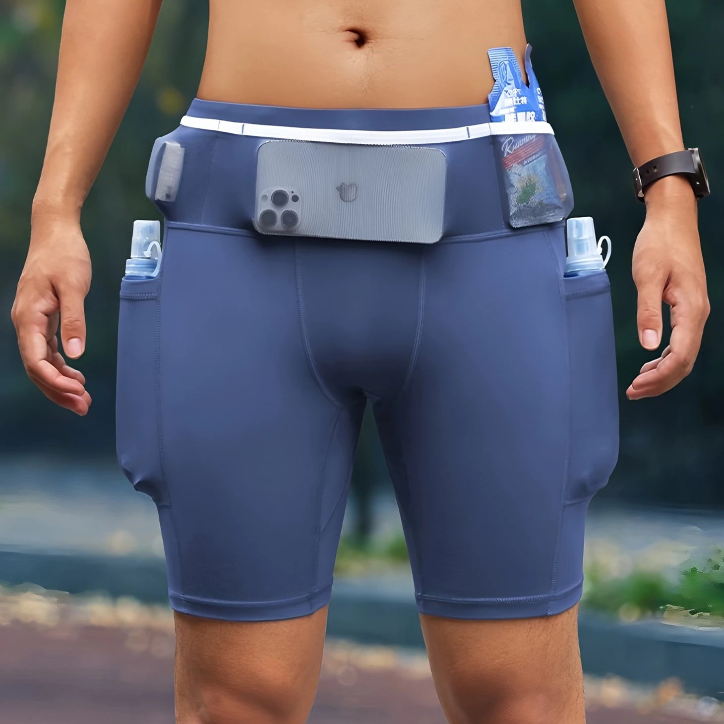 Mens Marathon Running Shorts with Waist Pack Compression Guys...