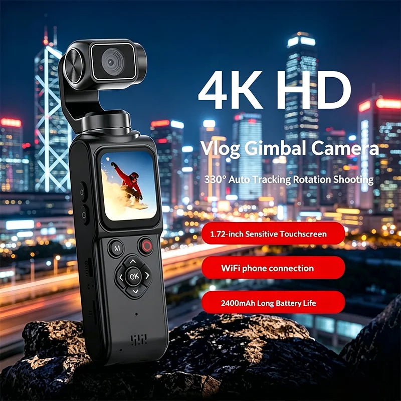 4K Pocket Gimbal - Camera Handheld - Stabilizer 75MP Auto-Tracking