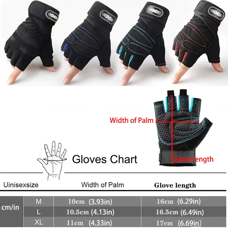 Luvas de Academia Masculinas Femininas Fitness Levantamento de Peso Luvas de Pulso Musculação Treino Esportes Ciclismo Antichoque
