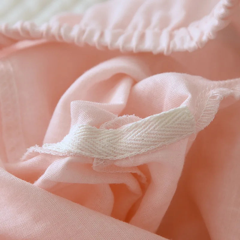 Pijama Feminino Gaze Algodão Roupa de Descanso Primavera Verão Decote V Sensual Bordado Estampado Calça Terno de Pijama