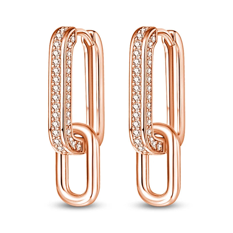 Rose Gold Series 925 Sterling Silver Flamingo Giraffe Star and Moon Flower Earrings Elegant Party Jewelry Gifts