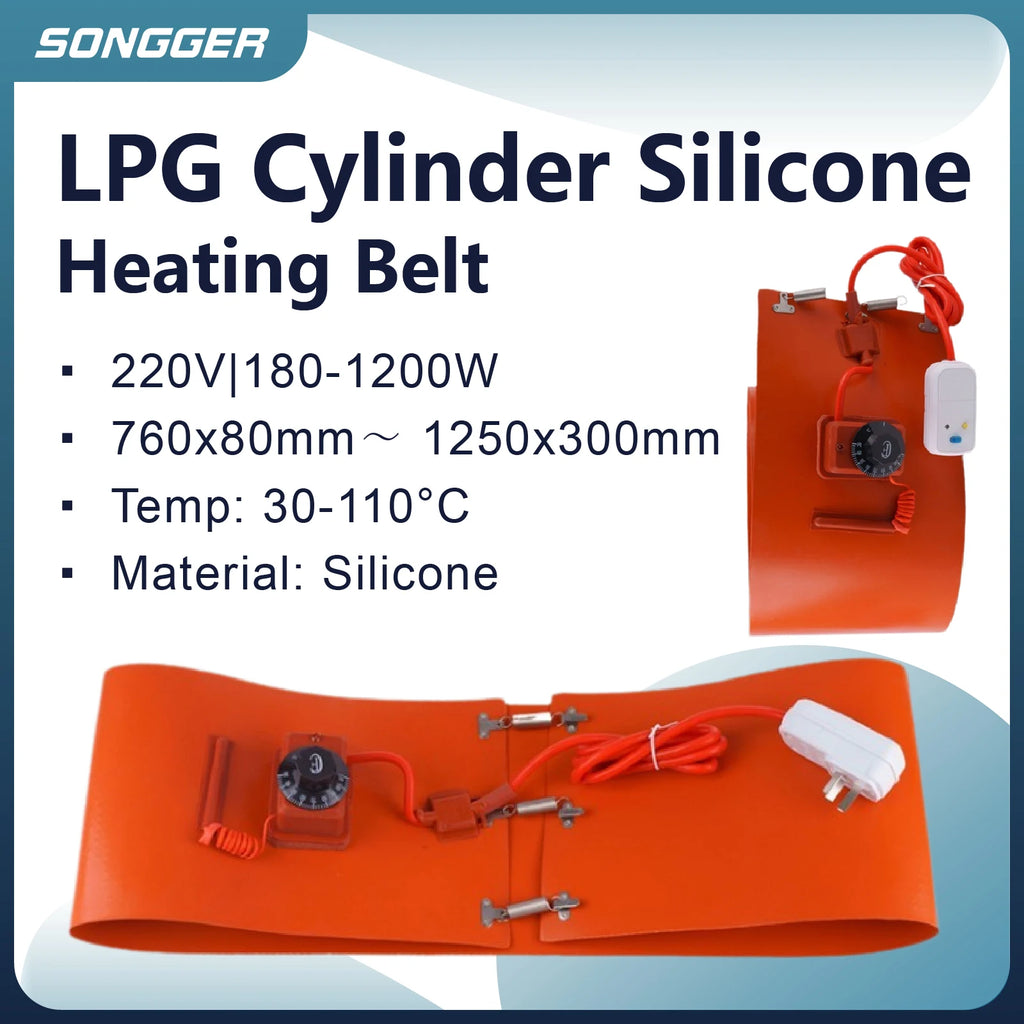 Cinto de Aquecimento de Silicone para Cilindro de Gás 15kg 50kg, Aquecedor de Tambor Tanque Envolvente para Botijão de Aço GLP Propano Ajustável