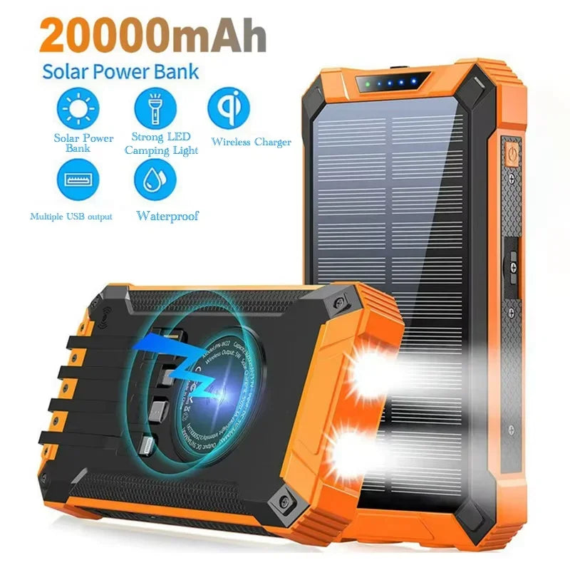WonderNest Carregador Solar Portátil 20000mAh Impermeável para Uso Externo