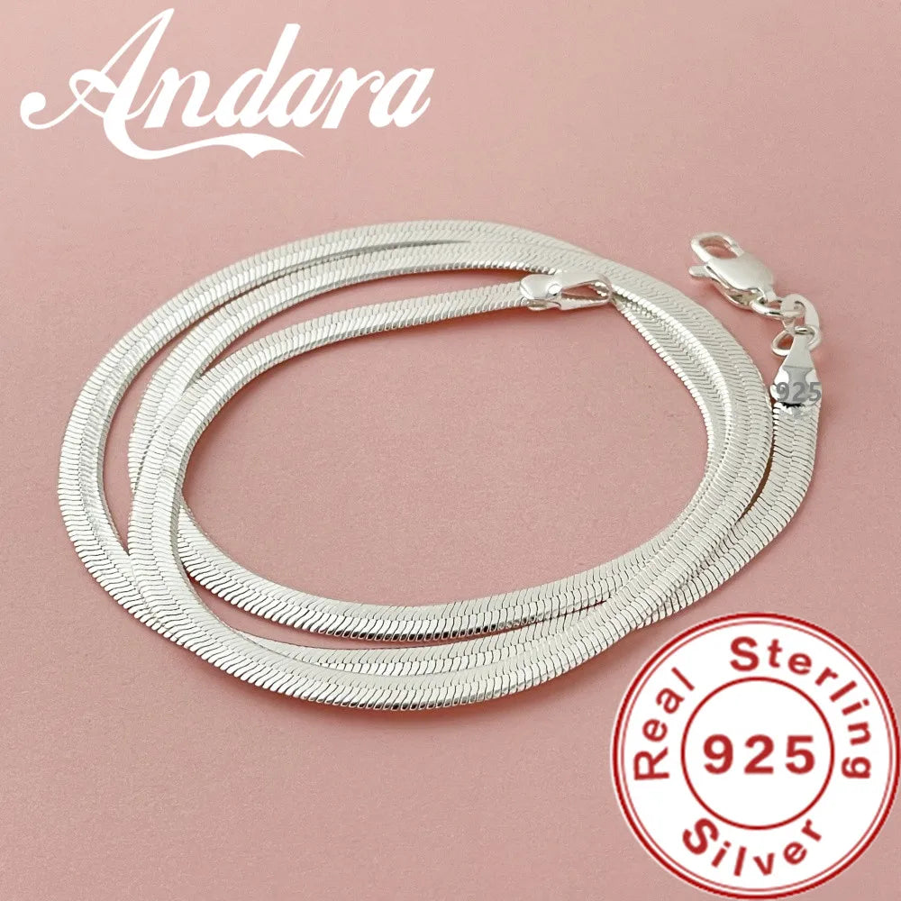 Original 925 Sterling Silver fine 4MM Blade Chain Necklace for Women Men Luxury wedding party Jewelry Holiday gifts
