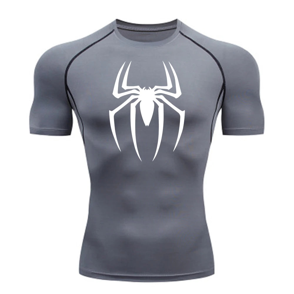 Camisa de Compressão Masculina Estampa Aranha 2025, Camiseta Secagem Rápida, Jersey para Academia e Corrida, Manga Curta Respirável, Primavera, Verão, P-3G