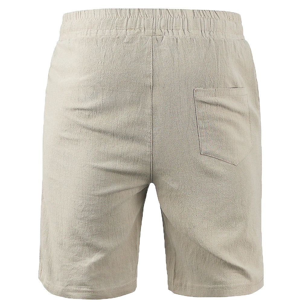 Novos Shorts Masculinos de Algodão e Linho Calças Masculinas de Verão Respiráveis ​​Cor Sólida Calças de Linho Fitness Streetwear P-3G