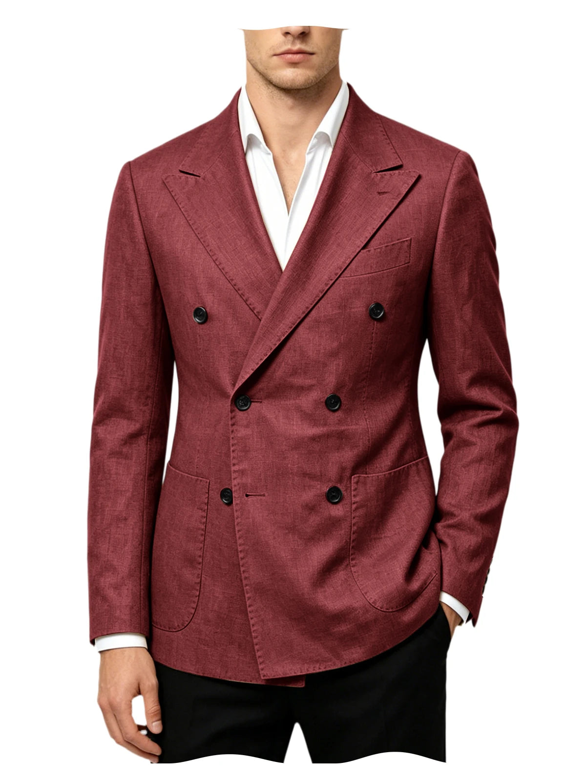 Blazer Masculino de Linho Transpassado Slim Fit Casaco de Terno Casual Negócios Jaqueta Formal para Casamento Noivo Smoking Primavera Verão