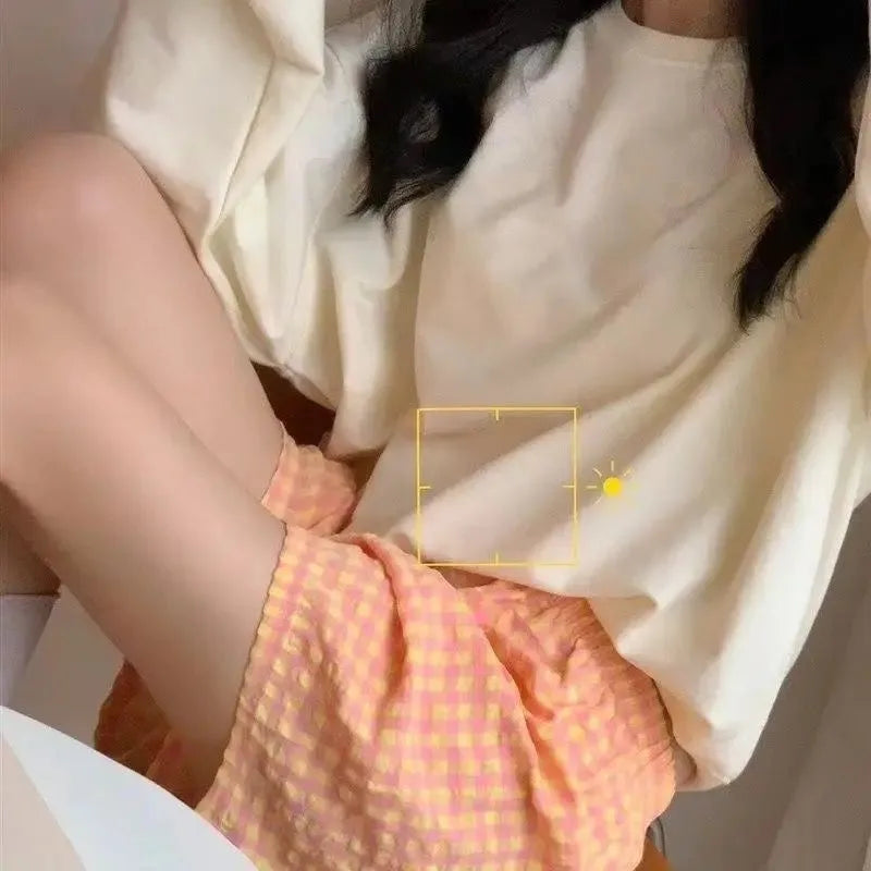 Calça Feminina Pantalona de Algodão Fina para o Verão Nova Roupa de Dormir Casual Solta Estilo Preguiçoso BF Corte Reto Caimento Solto Cintura Alta