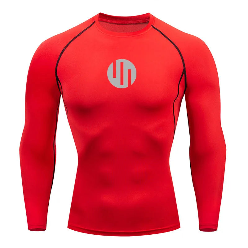 Camisa de Compressão Manga Longa Masculina para Corrida Treino Academia Esportes Roupa Íntima de Secagem Rápida Antissuor Protetor Solar Segunda Pele Masculina