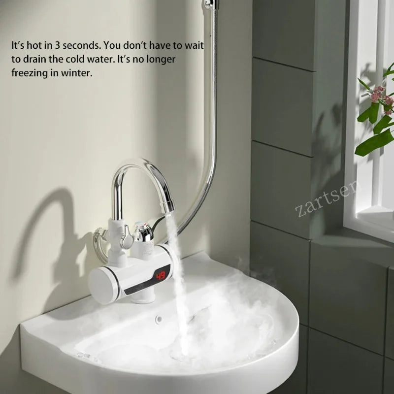 3000W Tankless Water Heater Faucet Shower Instant Electric Tap Heating Hot Water for Kitchen and Bathroom