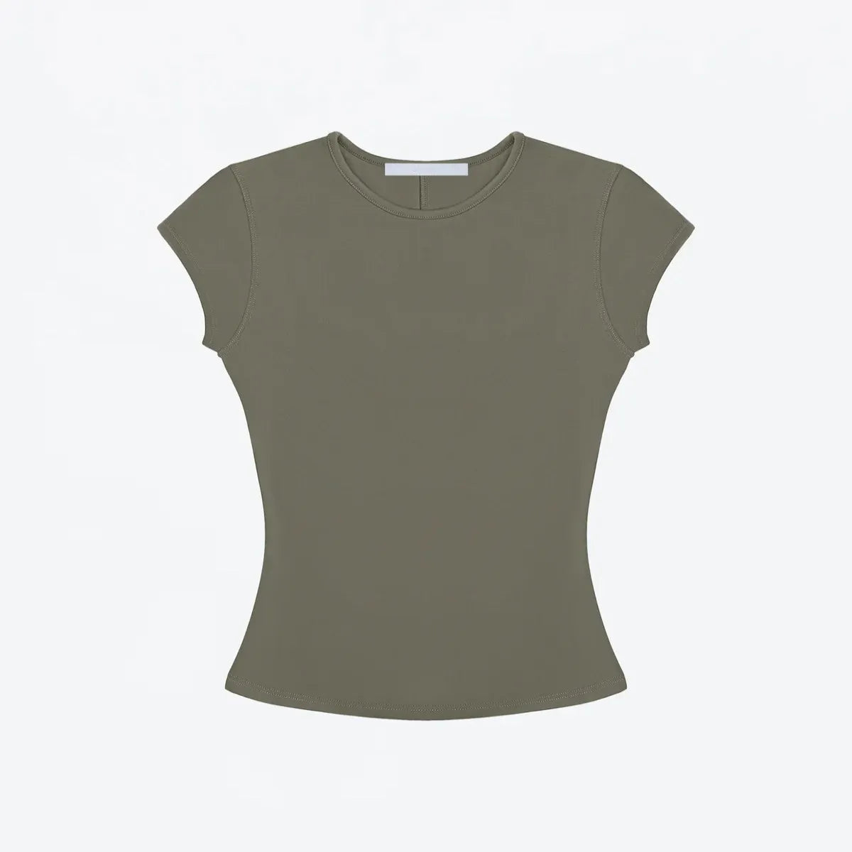 Tank Basic Slim Fit Round Neck T Shirt High Elastic Slim Fit Slimming Hot Girl Style Short Top Versatile Hot Girl Style Everyday Outerwear Top High Elastic Slim Fit T Shirt - green M