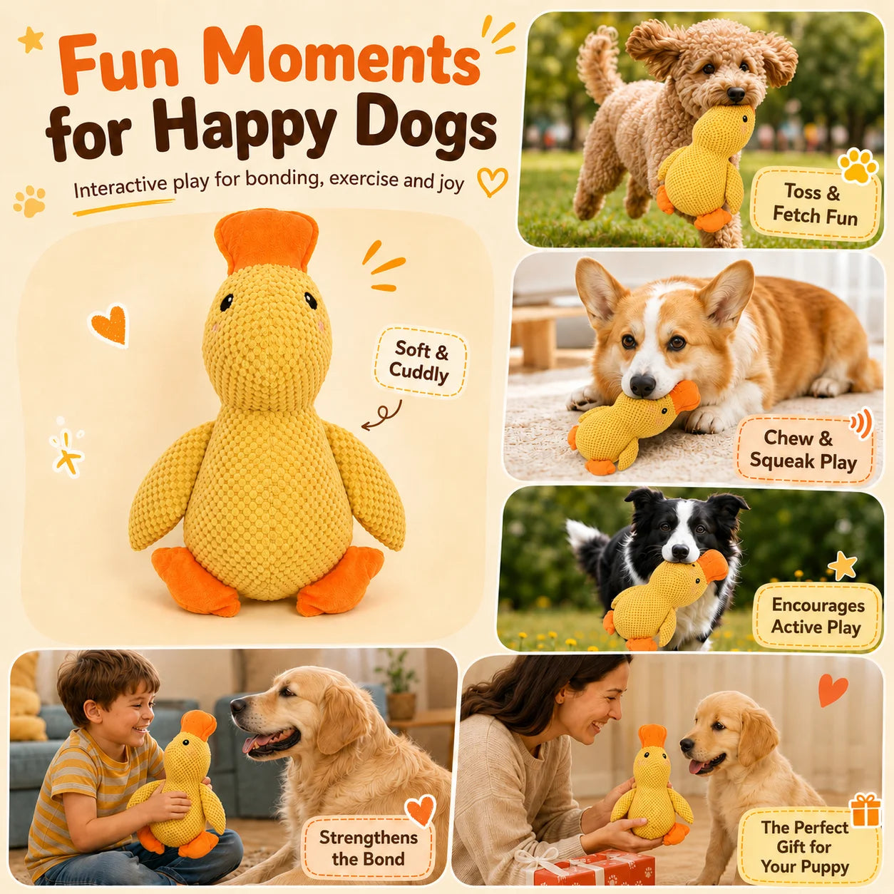 Cachorro dormindo com pato de pelúcia para alívio do tédio filhote de pato de brinquedo interativo de pelúcia para animais de estimação produto para animais de estimação