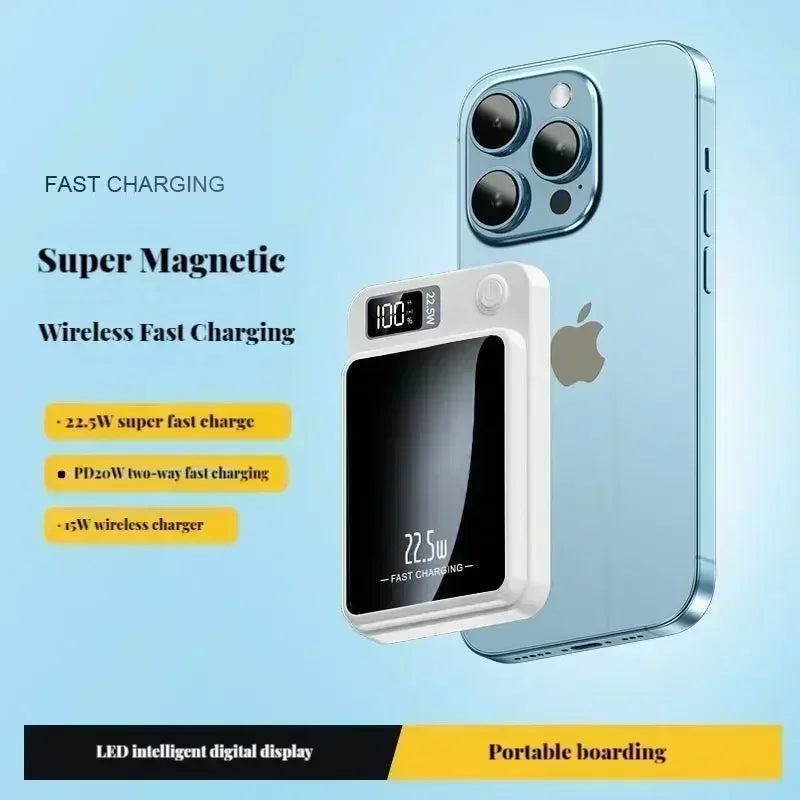 Power Bank Magnético 50000mAh Carregamento Rápido Sem Fio de Grande Capacidade