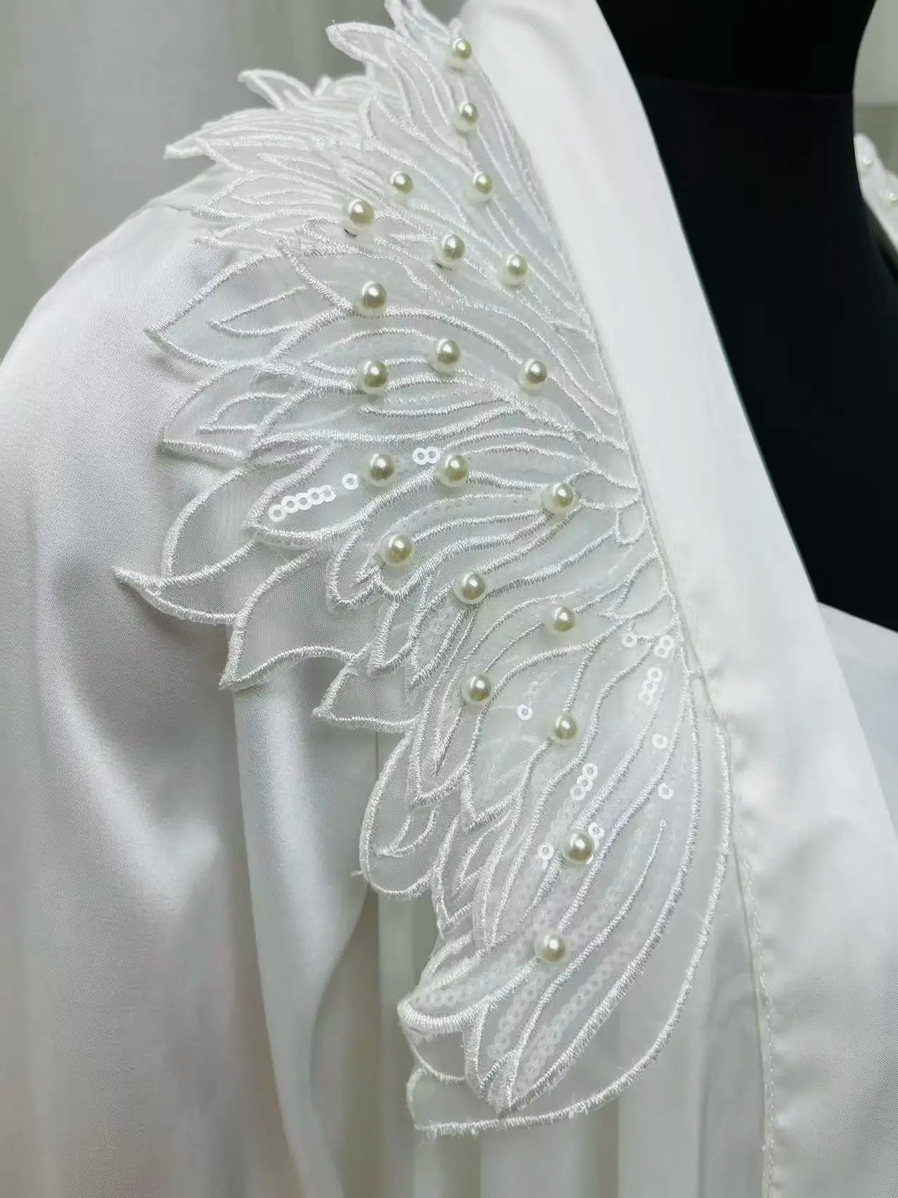 Women's Angel Wing Loungewear Set Casual Robe & Strappy Chemise Organza Embroidery Feather Collar Home Robe and Boudoir Bathrobe