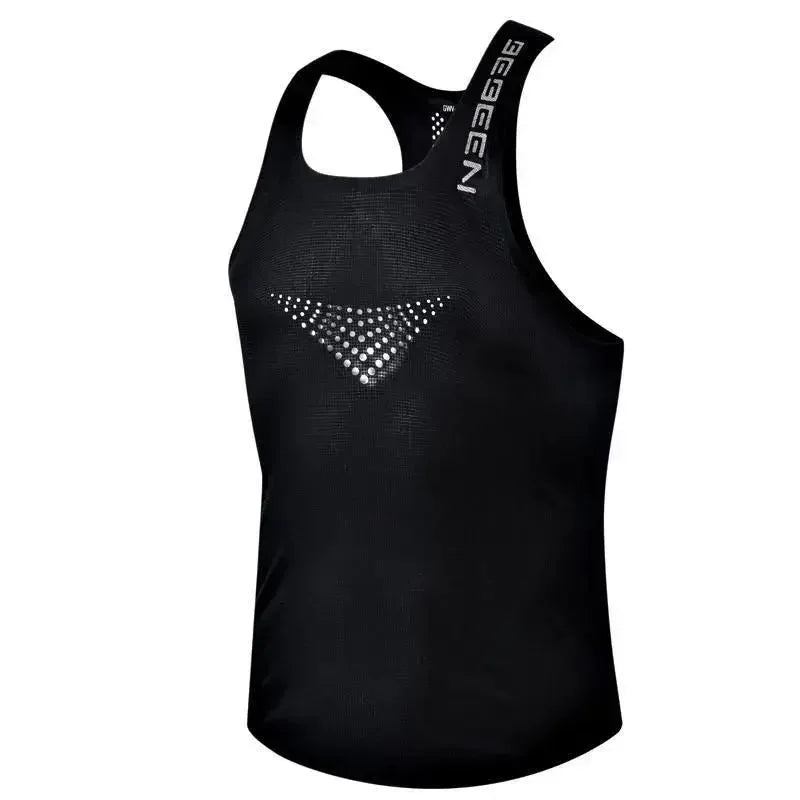 Regata Masculina de Malha Respirável Secagem Rápida Esportiva Ao Ar Livre Sem Mangas Top Leve Slim Fit Regata Masculina Moda Verão Novo