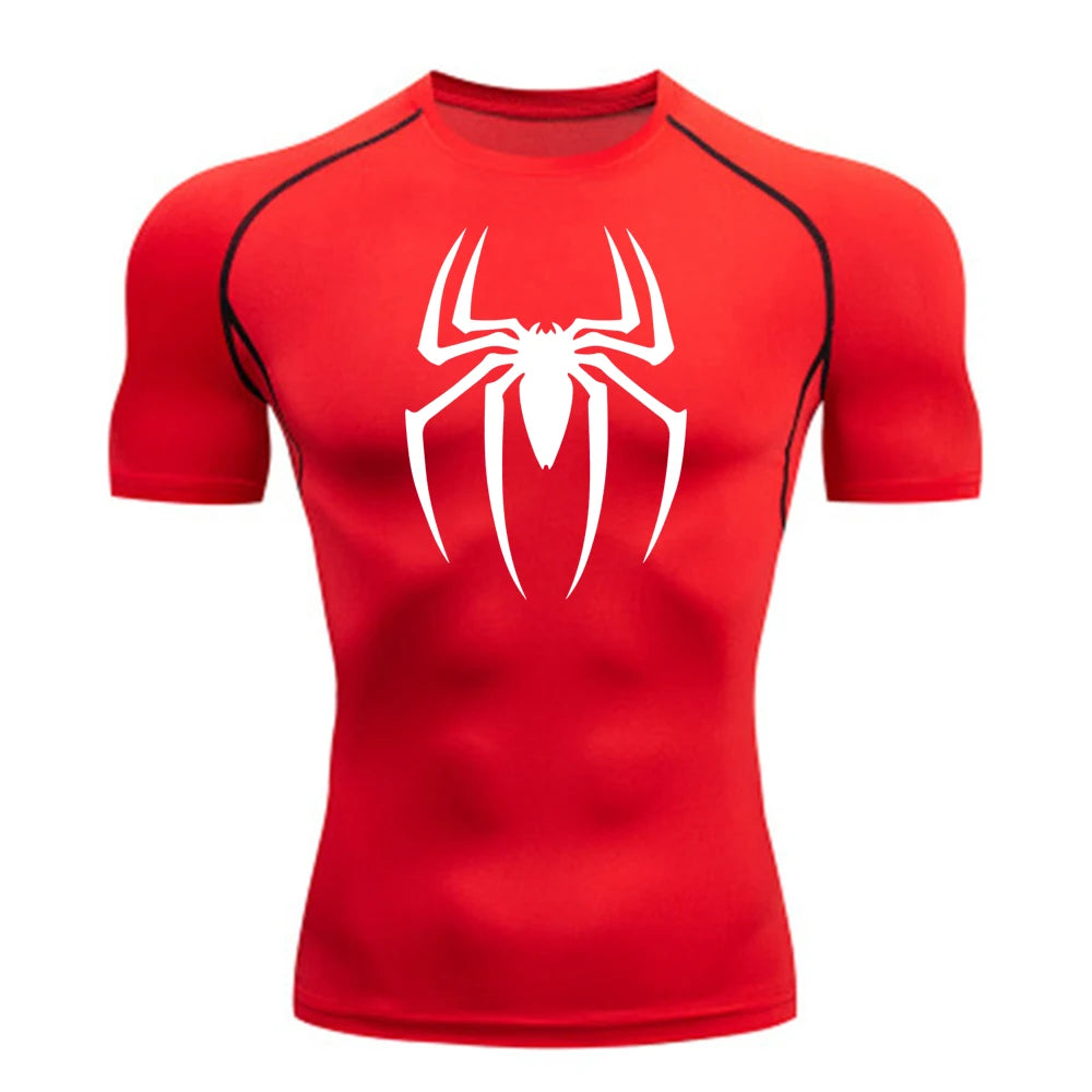 Camisa de Compressão Masculina Estampa Aranha 2025, Camiseta Secagem Rápida, Jersey para Academia e Corrida, Manga Curta Respirável, Primavera, Verão, P-3G