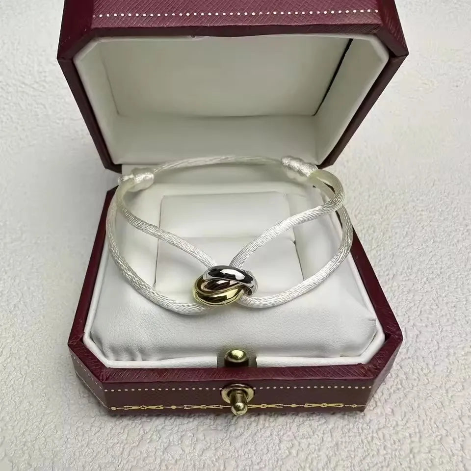 Classic luxury jewelry S 925 silver three ring tri color cross couple bracelet. Holiday gifts. Not fading. Not allergic