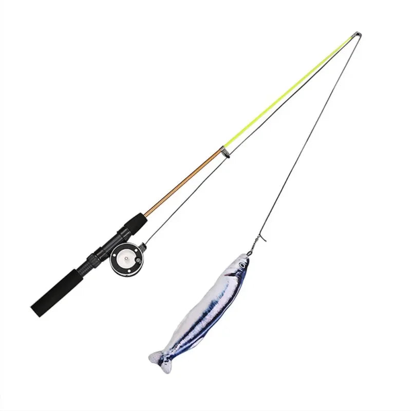 Varas de Gato Brinquedo de Gato Retrátil Tipo Peixe Telescópico Pena Engraçado Varinha de Gato Brinquedos para Animais de Estimação para Gatinho Varinha de Pesca de Simulação