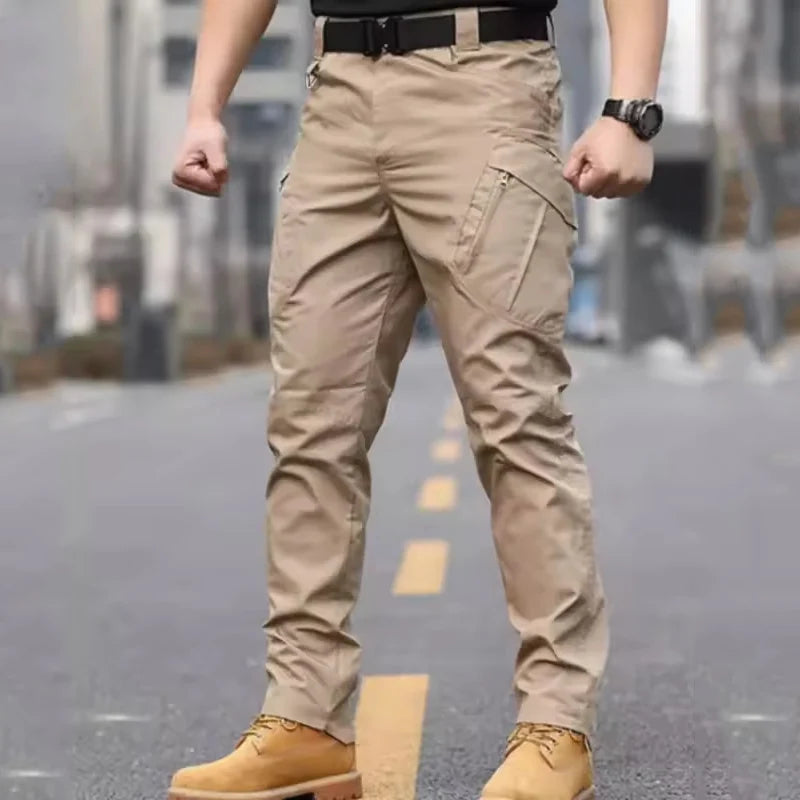 Novas Calças Táticas de Trabalho Masculinas Casuais Cargo Verão Multi-bolso Impermeáveis Calças de Trabalho Caminhada Treino Masculino