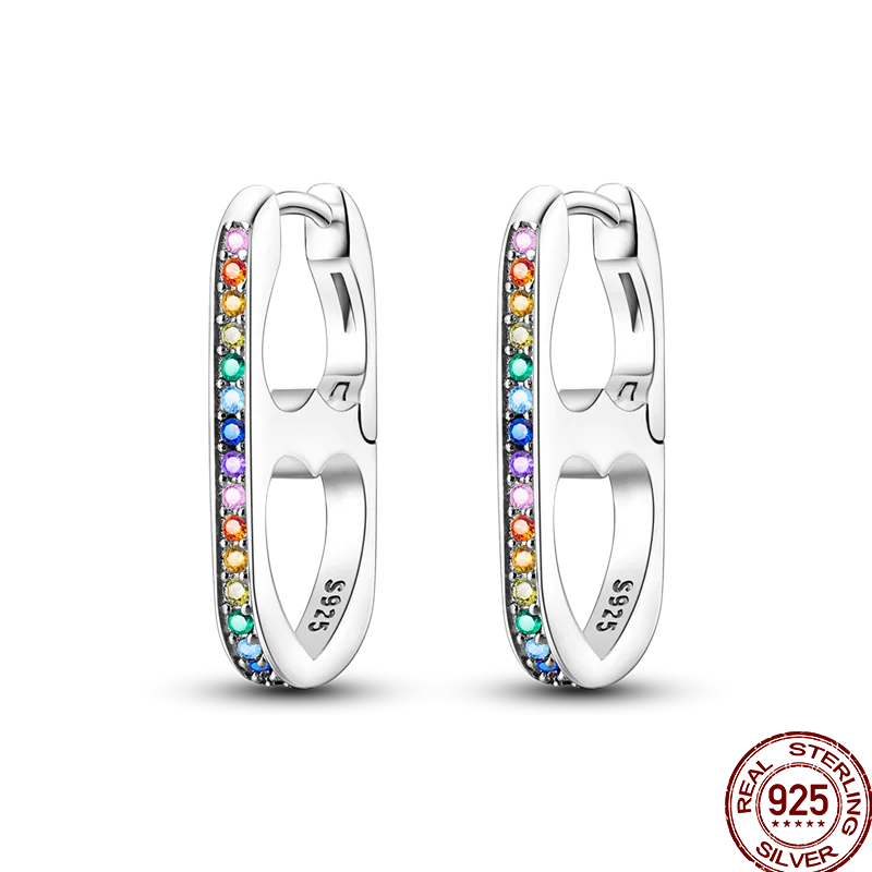 Earrings 925 Sterling Silver Colorful Shiny Zircon Earrings Temperament Charm Luxury Party Jewelry Gift Birthday Anniversary