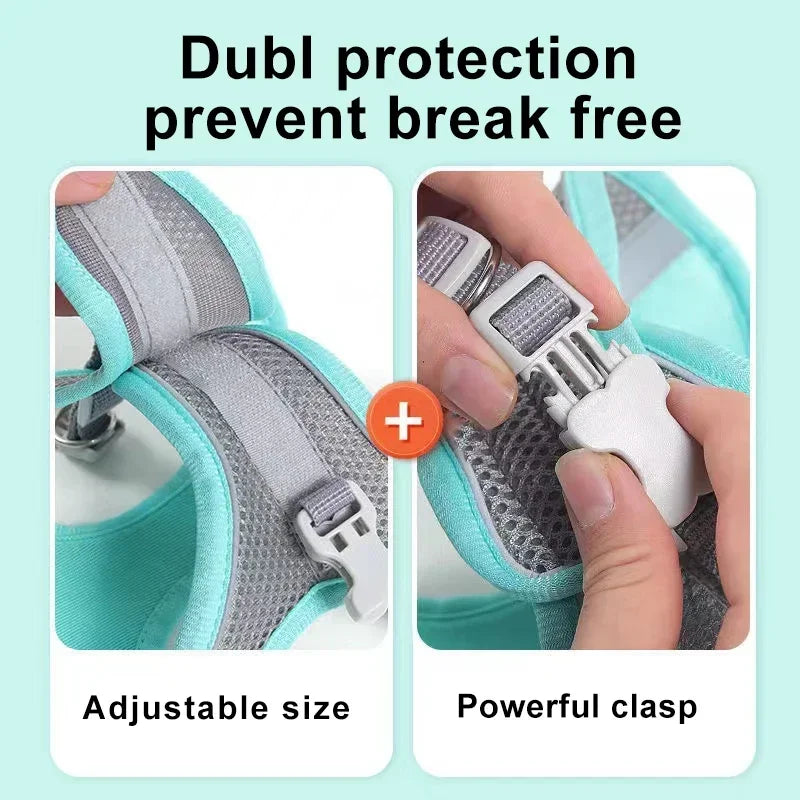 Conjunto de Coleira e Peitoral para Cães Pequenos Bulldog Francês Chihuahua Pug Coleira de Caminhada ao Ar Livre Coleira Ajustável para Filhotes de Cachorro e Gatos