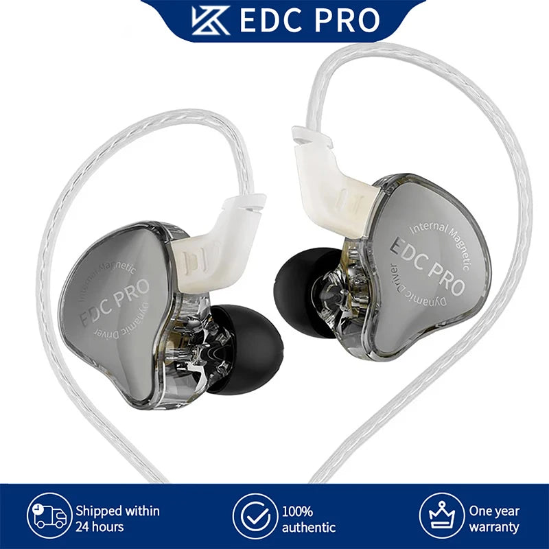 NOVO KZ EDC PRO Fone de Ouvido Intra-auricular com Fio HIFI Baixo Dinâmico Monitor Estéreo 3D Cancelamento de Ruído com Cabo de Áudio Destacável