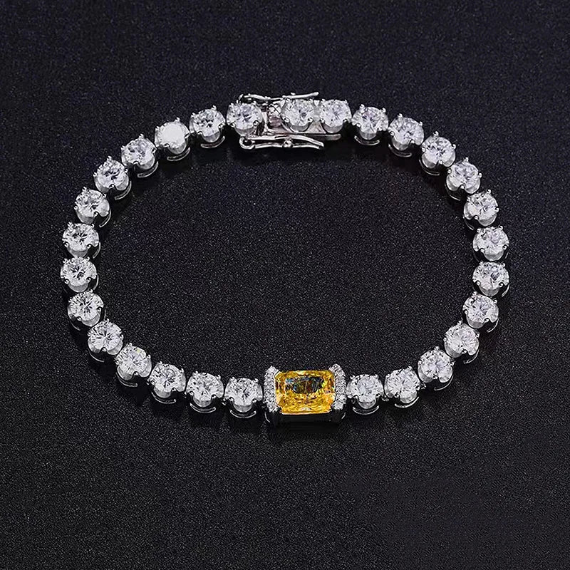 Luxuoso 18K Platina Sólida PT950 certificada flor lapidada 6*8 diamante amarelo cravejado grupo diamante elegante e requintada joia de presente